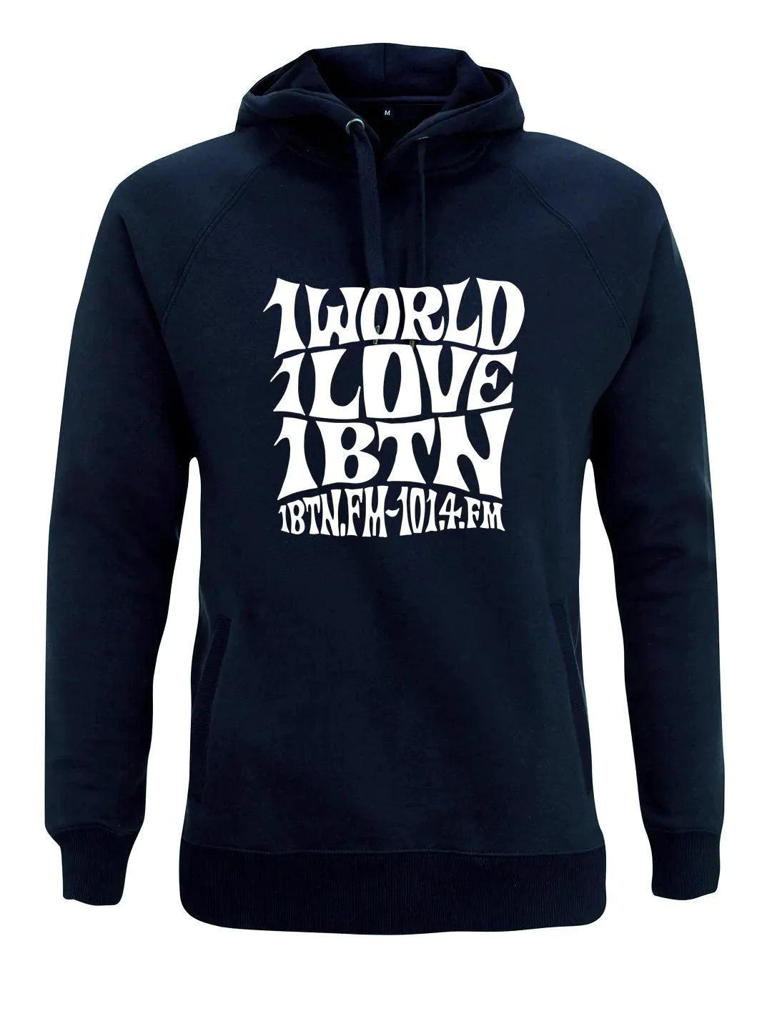 1 WORLD 1 LOVE by Swifty: Hoodie Official Merchandise of 1BTN.FM (5 Colour Options) - SOUND IS COLOUR