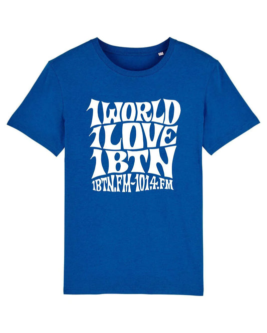 1 WORLD 1 LOVE by Swifty: T-Shirt Official Merchandise of 1BTN.FM (5 Colour Options) - SOUND IS COLOUR