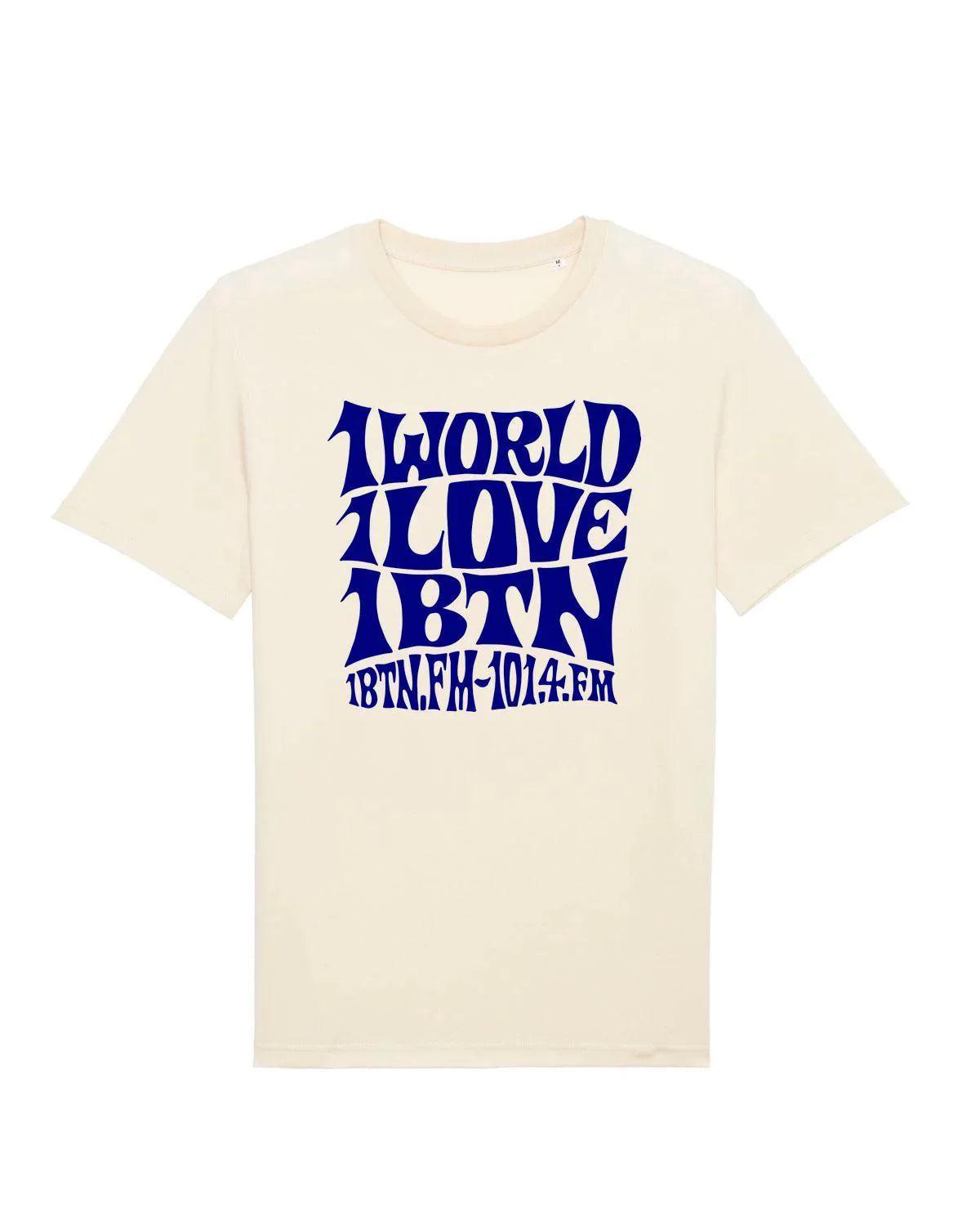 1 WORLD 1 LOVE by Swifty: T-Shirt Official Merchandise of 1BTN.FM (5 Colour Options) - SOUND IS COLOUR