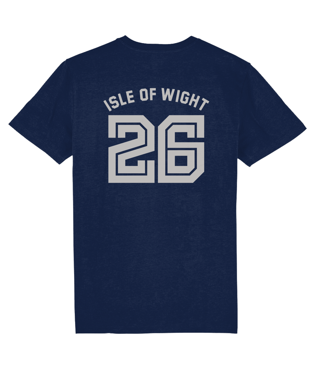 ISLE OF WIGHT 26: 2-Sided Navy T-Shirt Official Merchandise of Hipshaker Small to 4XL