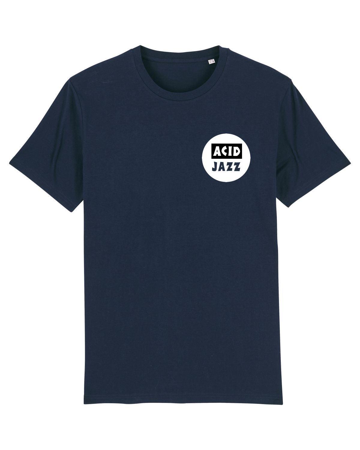 ACID JAZZ: Round White Chest Logo T-Shirt Official Merchandise of Acid Jazz Records (3 Colour Options) - SOUND IS COLOUR