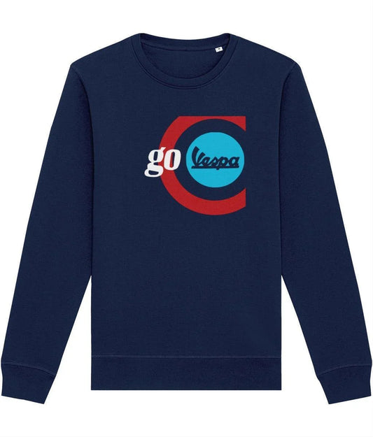 GO VESPA: Navy Sweatshirt Inspired by Classic Vespa Scooters. Small to 4XL - SOUND IS COLOUR