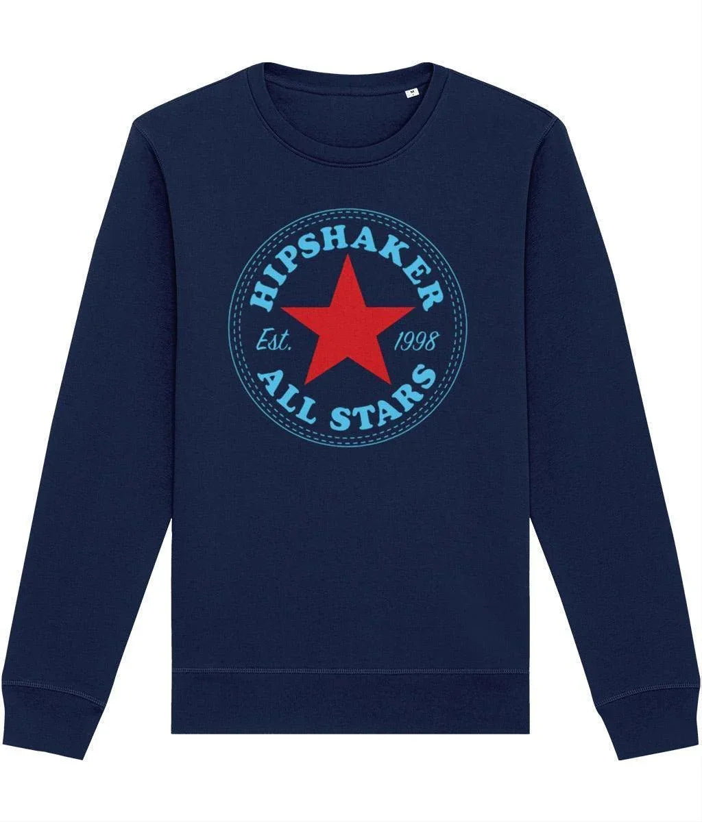 HIPSHAKER ALL STARS RED: Navy Sweatshirt Official Merchandise of Hipshaker. Small to 4XL - SOUND IS COLOUR