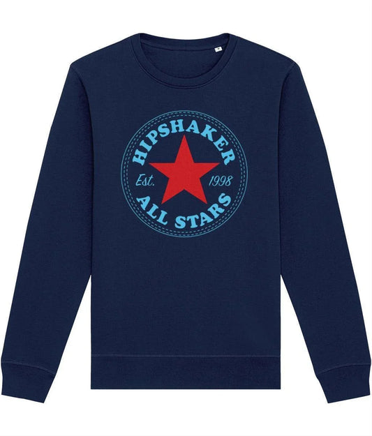 HIPSHAKER ALL STARS RED: Navy Sweatshirt Official Merchandise of Hipshaker. Small to 4XL - SOUND IS COLOUR