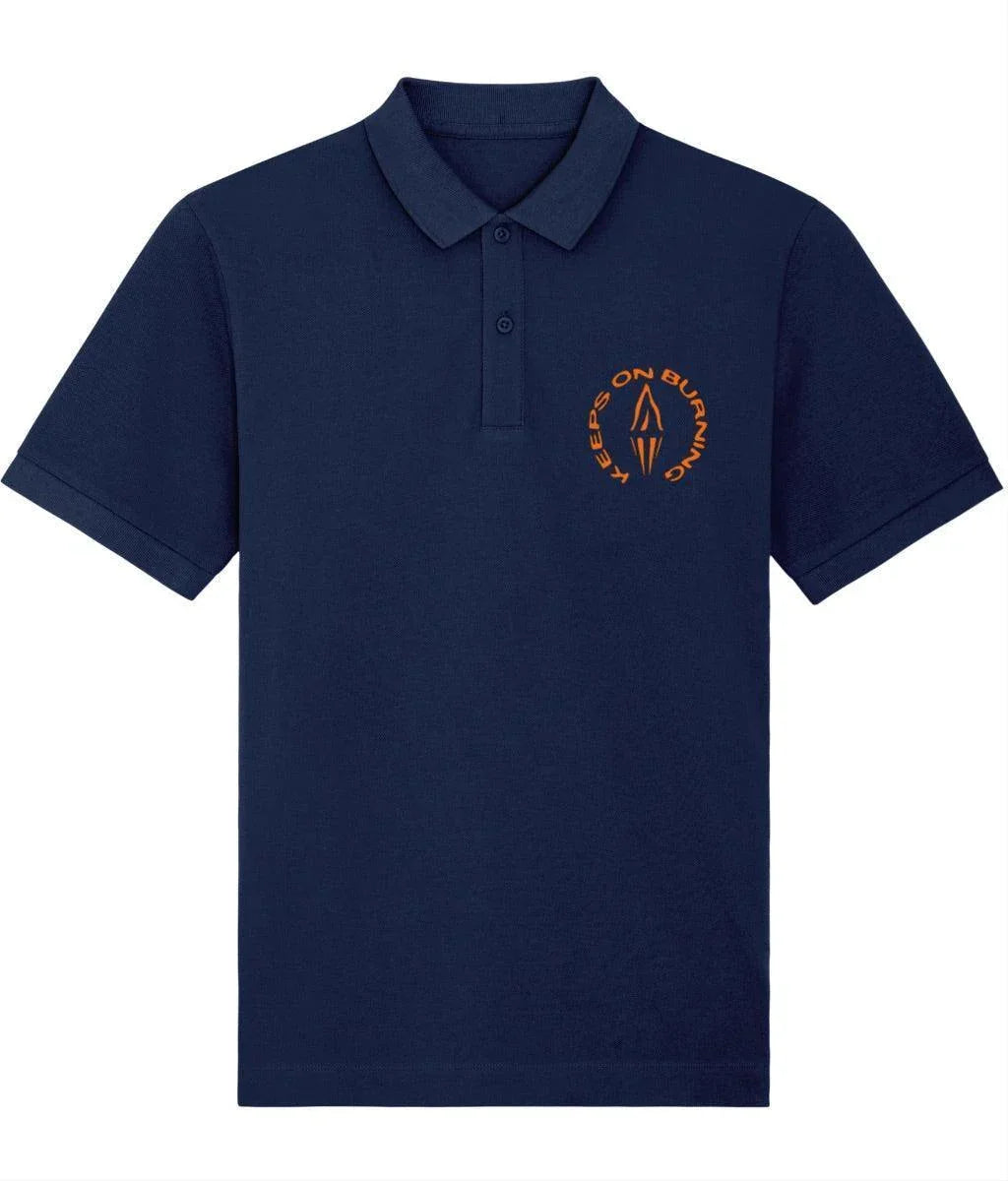KEEPS ON BURNING, Navy Embroidered Polo Inspired by The Style Council. Small to 4XL - SOUND IS COLOUR, SOLID BOND, Sweatshirt, Inspired by, The Style Council, t-shirt., t-shirts, paul weller, SOUND IS COLOUR, Style council, shout to the top,