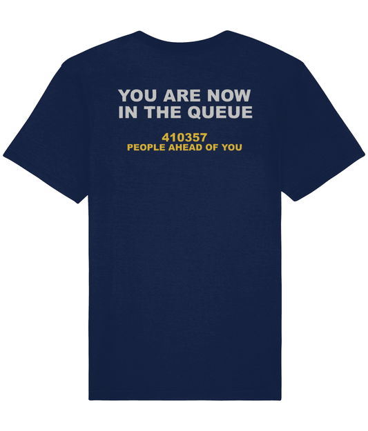 LIVE 25: YOU ARE NOW IN THE QUEUE ON REAR: 2-Sided T-Shirt Inspired by Oasis (Bespoke Number on Request) - SOUND IS COLOUR