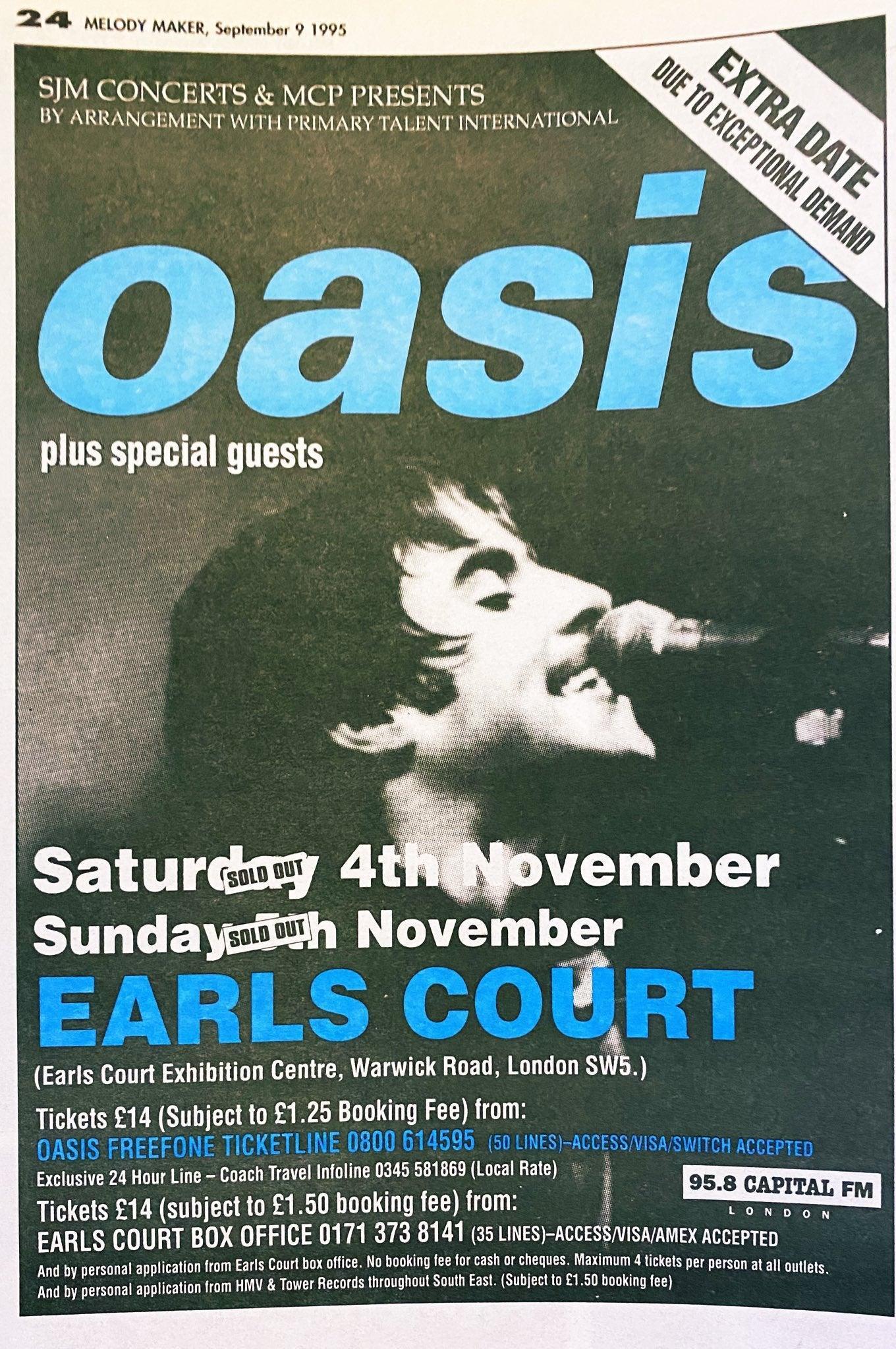LIVE 95: EARLS COURT DATE ON REAR: 2-Sided T-Shirt Inspired by Oasis - SOUND IS COLOUR