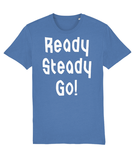 READY STEADY GO! T-Shirt Small to 4XL in 4 Colours (90's Brit Pop Favorite and As Worn By Graham Coxon)