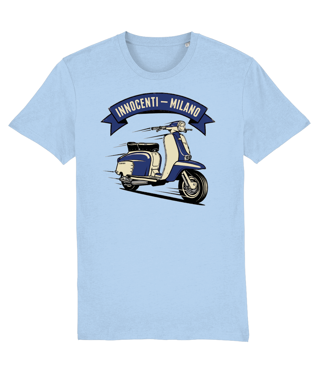 INNOCENTI MILANO NAVY: T-Shirt Inspired by Classic Lambretta Scooters (3 Colour Options) Small to 3XL