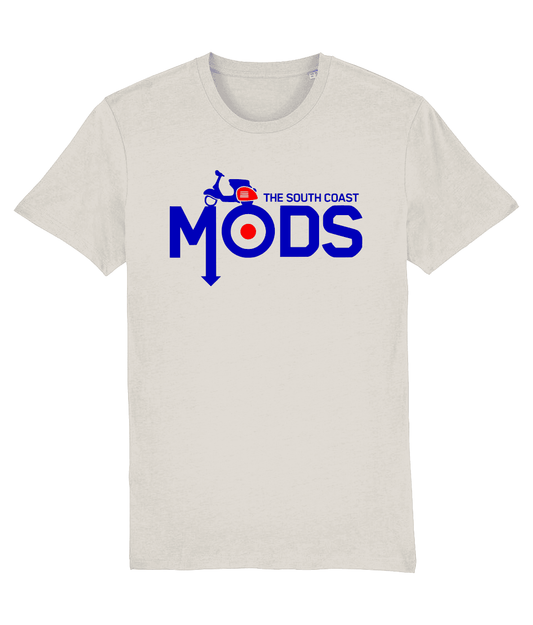 SOUTH COAST MODS BRIGHTON: 2-Sided T-Shirt Official Merchandise Vintage White: Small to 3XL - SOUND IS COLOUR
