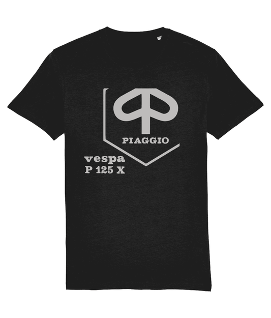P125X: T-Shirt Inspired by the Vespa that powered the 1979 Revival (Silver Badge with 4 Colour Options) Small to 4XL (Copy) - SOUND IS COLOUR