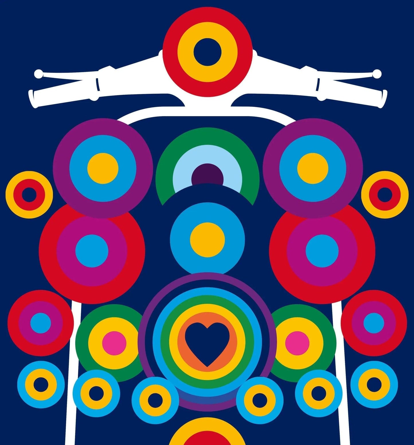 POP ART SCOOTER: Navy Version: T-Shirt Inspired by Mod Culture and Peter Blake - SOUND IS COLOUR