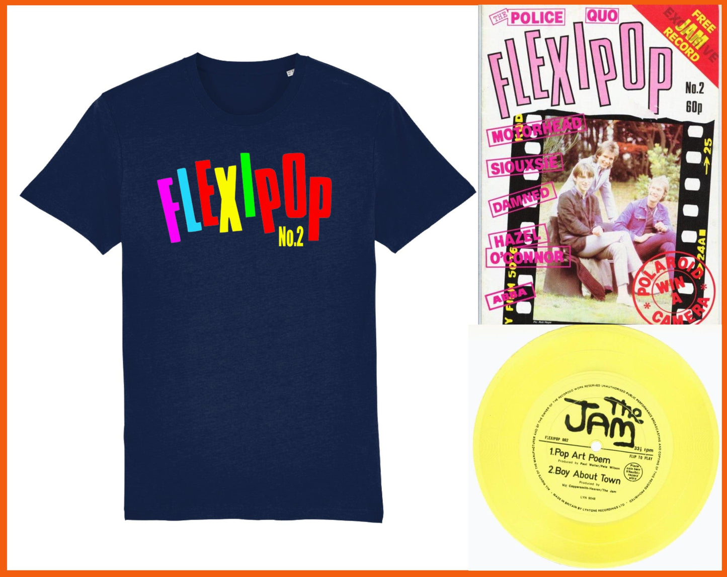 FLEXIPOP No.2: T-Shirt Inspired by The Jam, Pop Art Poem Flexidisc, Small to 4XL
