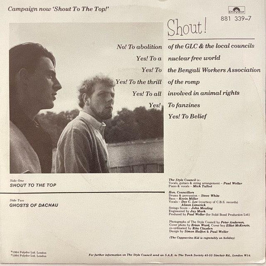 SHOUT!: T-Shirt Inspired by The Style Council & Shout to The Top. Small to 4XL - SOUND IS COLOUR