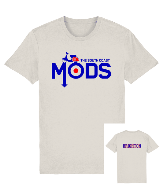 SOUTH COAST MODS WORTHING: 2-Sided T-Shirt Official Merchandise Vintage White: Small to 3XL - SOUND IS COLOUR