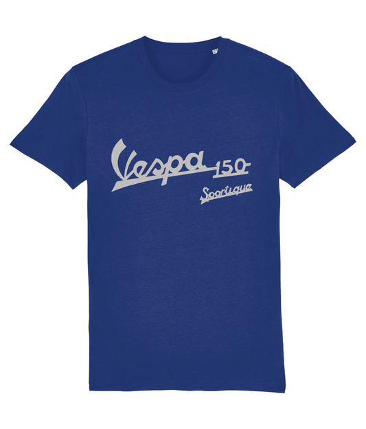 SPORTIQUE 150 T-Shirt Inspired by Classic Vespa Scooters (Silver Badge with 4 Colour Options) Small to 4XL - SOUND IS COLOUR