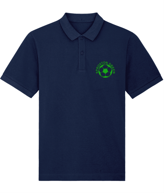 SPROSTON GREEN: Embroidered NAVY Polo Inspired by The Charlatans & Football: Small to 4XL - SOUND IS COLOUR