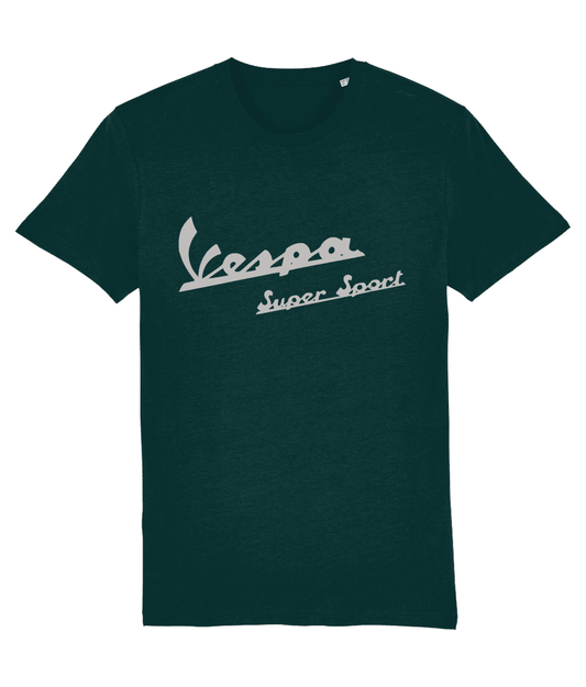 SUPER SPORT 180 T-Shirt Inspired by Classic Vespa Scooters (Silver Badge with 4 Colour Options) Small to 4XL - SOUND IS COLOUR
