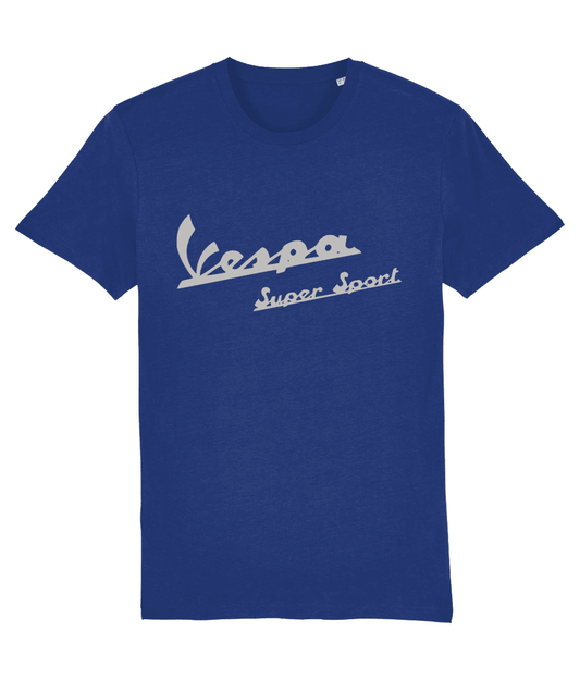 SUPER SPORT 180 T-Shirt Inspired by Classic Vespa Scooters (Silver Badge with 4 Colour Options) Small to 4XL - SOUND IS COLOUR