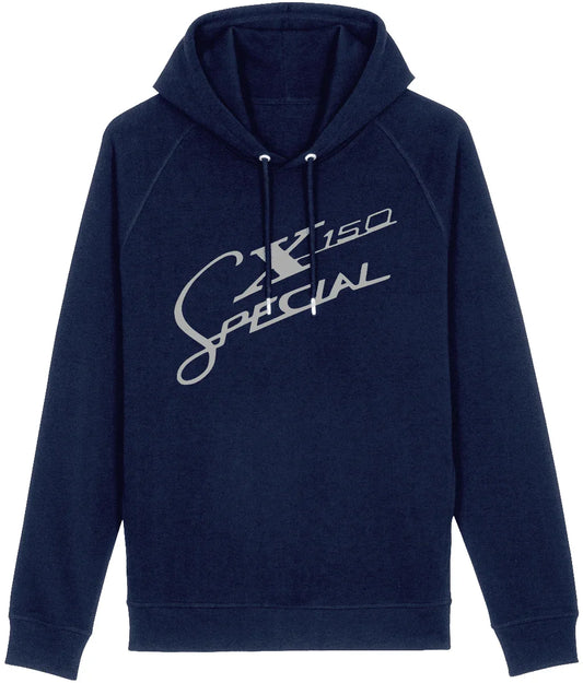 SX150: Navy Hoodie Inspired by Classic Lambretta Scooters. Small to 3XL - SOUND IS COLOUR