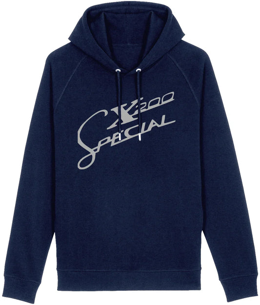 SX200: Navy Hoodie Inspired by Classic Lambretta Scooters. Small to 3XL - SOUND IS COLOUR