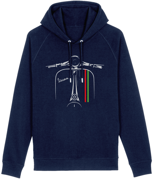 VESPA ITALIA: Navy Hoodie Inspired by Classic Vespa Scooters. Small to 3XL - SOUND IS COLOUR