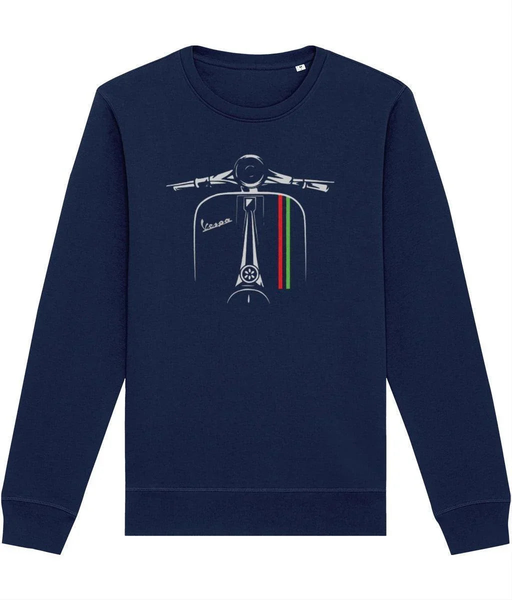 VESPA ITALIA: Navy Sweatshirt Inspired by Classic Vespa Scooters. Small to 4XL - SOUND IS COLOUR