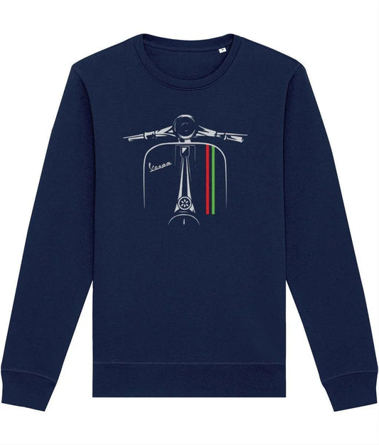 VESPA ITALIA: Navy Sweatshirt Inspired by Classic Vespa Scooters. Small to 4XL - SOUND IS COLOUR