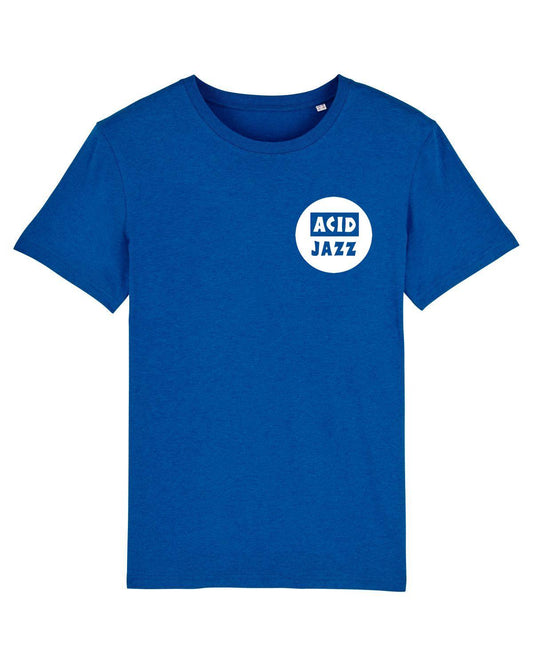 ACID JAZZ: Round White Chest Logo T-Shirt Official Merchandise of Acid Jazz Records (3 Colour Options) - SOUND IS COLOUR