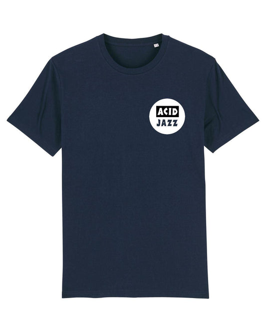ACID JAZZ: Round White Chest Logo T-Shirt Official Merchandise of Acid Jazz Records (3 Colour Options) - SOUND IS COLOUR
