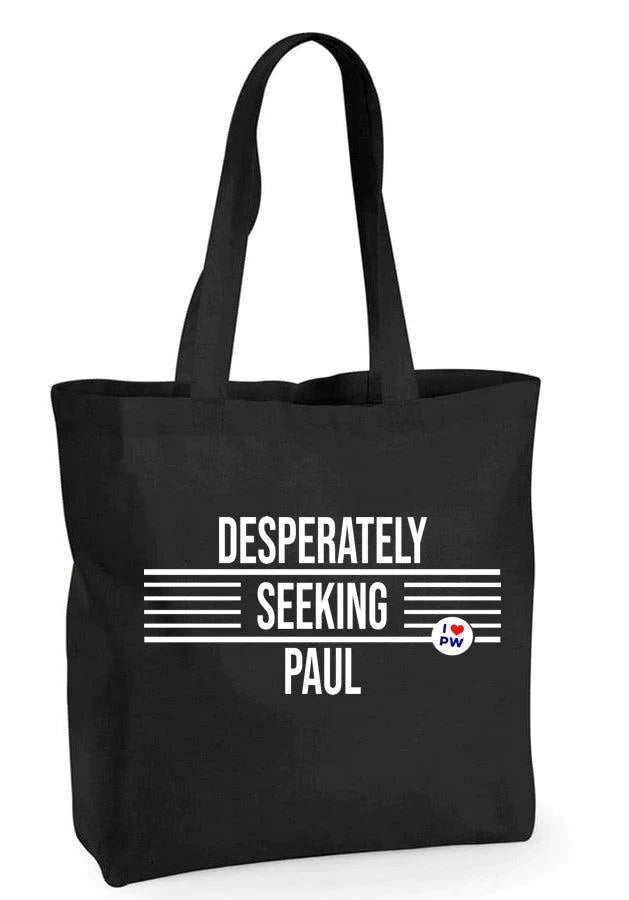 DESPERATELY SEEKING PAUL: Black Organic Shopping Bag with Heart Official Merchandise of Paul Weller Fan Podcast - SOUND IS COLOUR