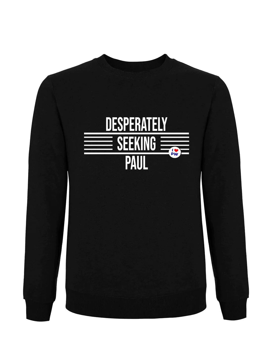 DESPERATELY SEEKING PAUL: Black Sweatshirt with Heart Official Merchandise of Paul Weller Fan Podcast - SOUND IS COLOUR