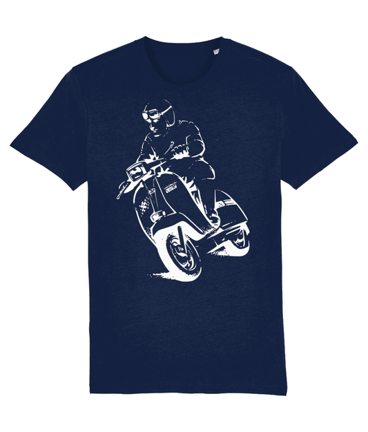 GP RACER: T-Shirt Inspired by Classic Lambretta Scooters (3 Dark Colour Options) Small to 4XL - SOUND IS COLOUR