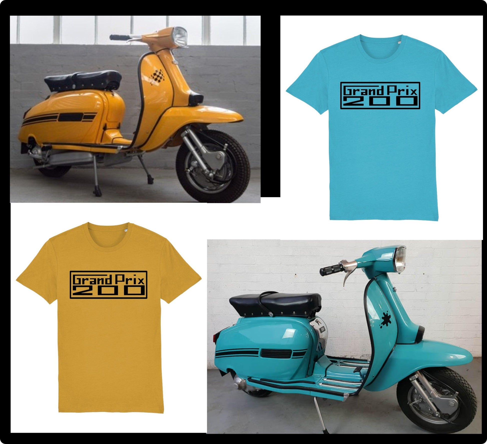 GRAND PRIX TS1 225: T-Shirt Inspired by Classic Lambretta Scooters (5 Lambretta Colour Options) Small to 3XL (Copy) - SOUND IS COLOUR