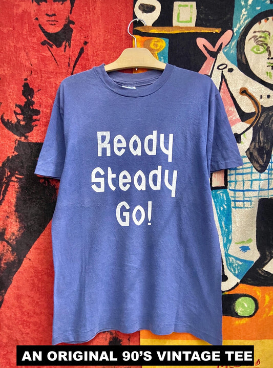 READY STEADY GO! T-Shirt Small to 4XL in 4 Colours (90's Brit Pop Favorite and  As Worn By Graham Coxon)