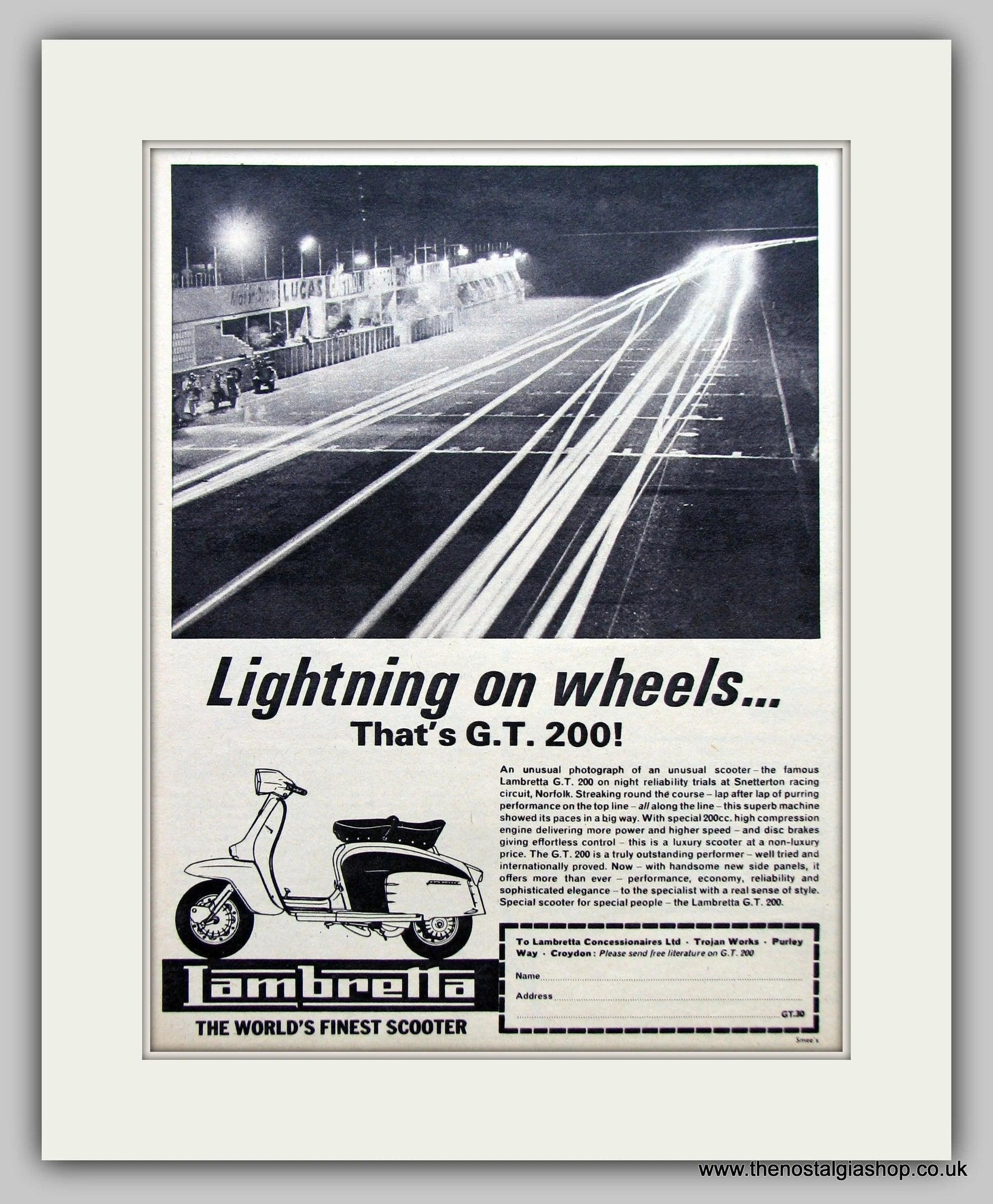 LIGHTNING ON WHEELS: T-Shirt Inspired by Classic GT 200 Lambretta Scooters (4 Colour Options) Small to 3XL - SOUND IS COLOUR