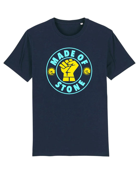 MADE OF STONE (Sky / Yellow): T-Shirt Inspired by The Stone Roses & Keep The Faith - SOUND IS COLOUR