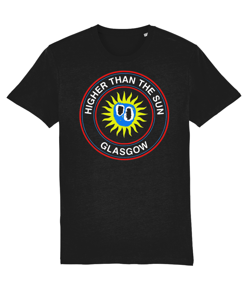 HIGHER THAN THE SUN GLASGOW: T-Shirt Inspired by Primal Scream. Small to 4XL (2 Colours)