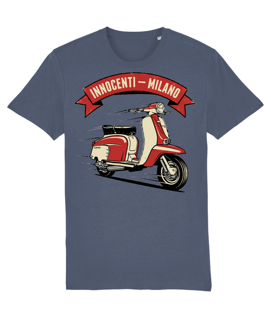 INNOCENTI MILANO RED: T-Shirt Inspired by Classic Lambretta Scooters (3 Colour Options) Small to 3XL