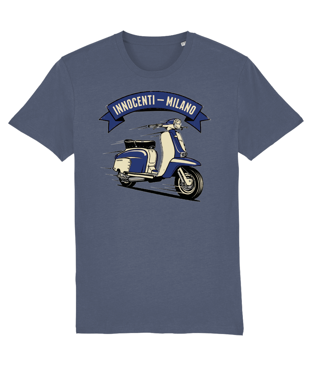 INNOCENTI MILANO NAVY: T-Shirt Inspired by Classic Lambretta Scooters (3 Colour Options) Small to 3XL