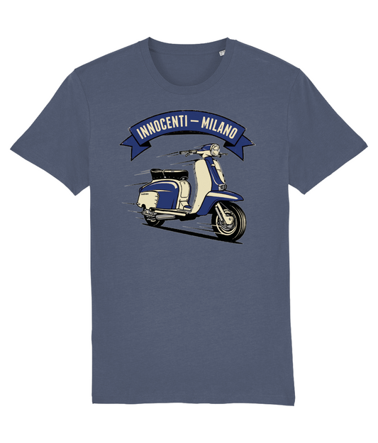 INNOCENTI MILANO NAVY: T-Shirt Inspired by Classic Lambretta Scooters (3 Colour Options) Small to 3XL