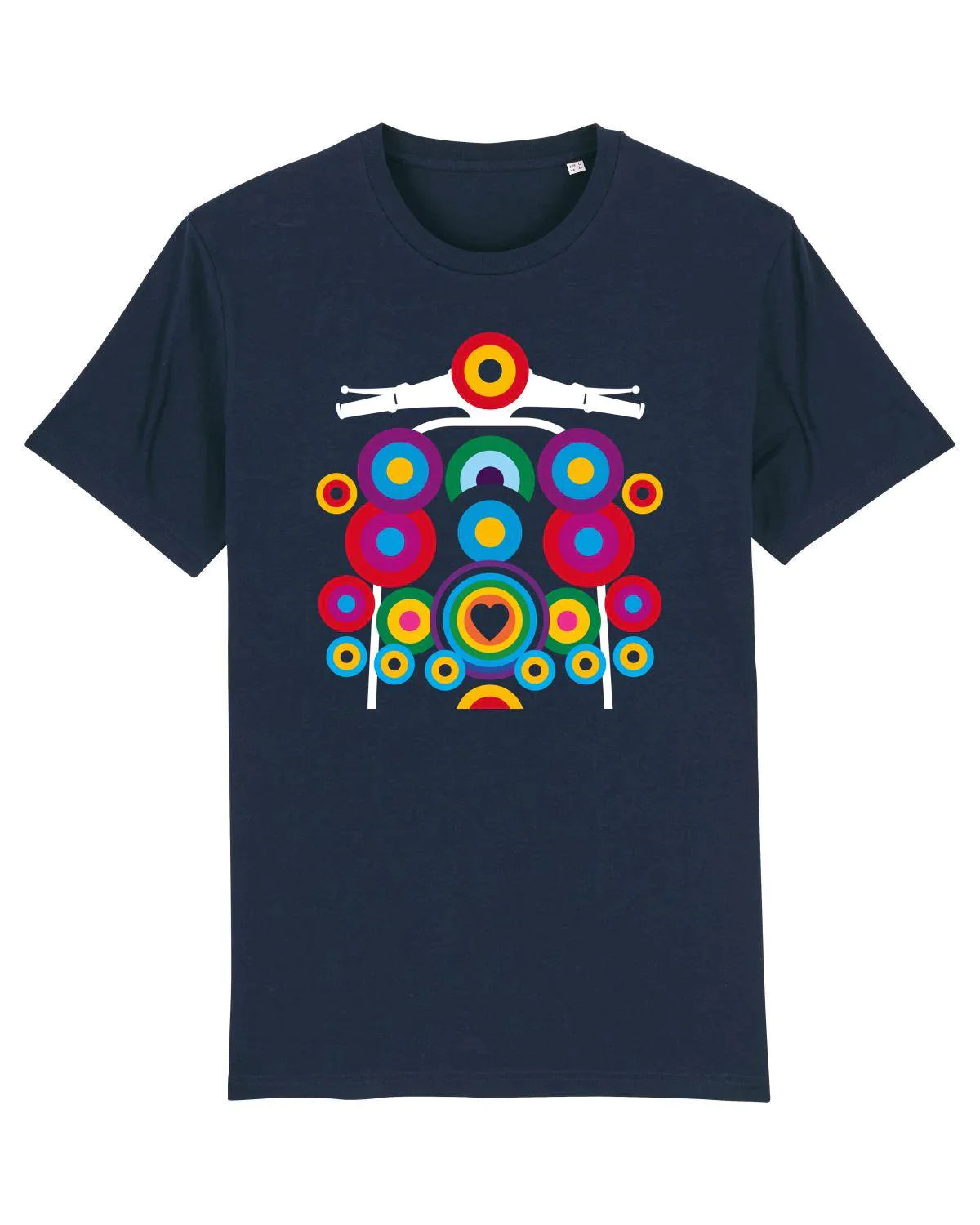 POP ART SCOOTER: Navy Version: T-Shirt Inspired by Mod Culture and Peter Blake - SOUND IS COLOUR