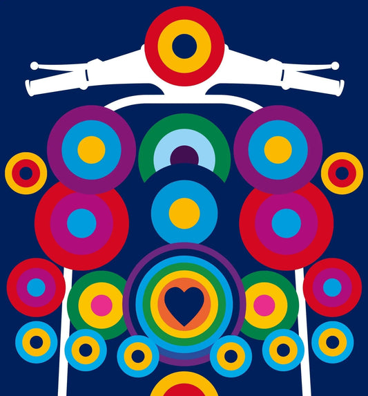 POP ART SCOOTER: Navy Version: T-Shirt Inspired by Mod Culture and Peter Blake - SOUND IS COLOUR