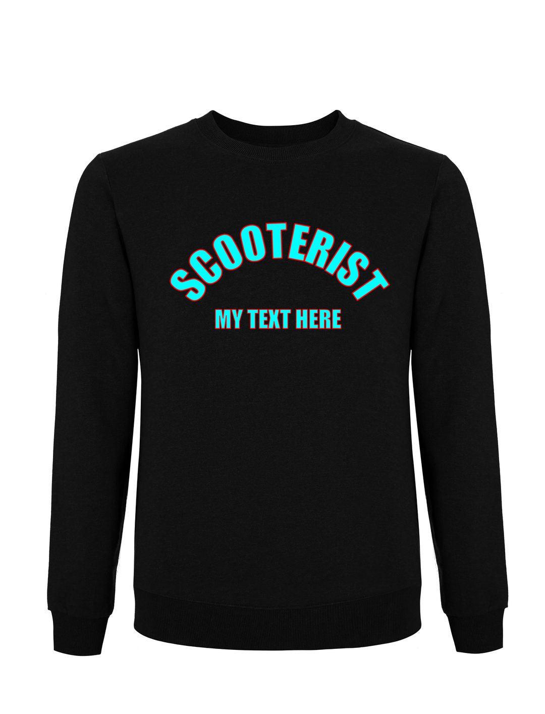 SCOOTERIST: Bespoke Sweatshirt Made to Order. Town, Country, Scooter Club, Model (2 Colours) - SOUND IS COLOUR
