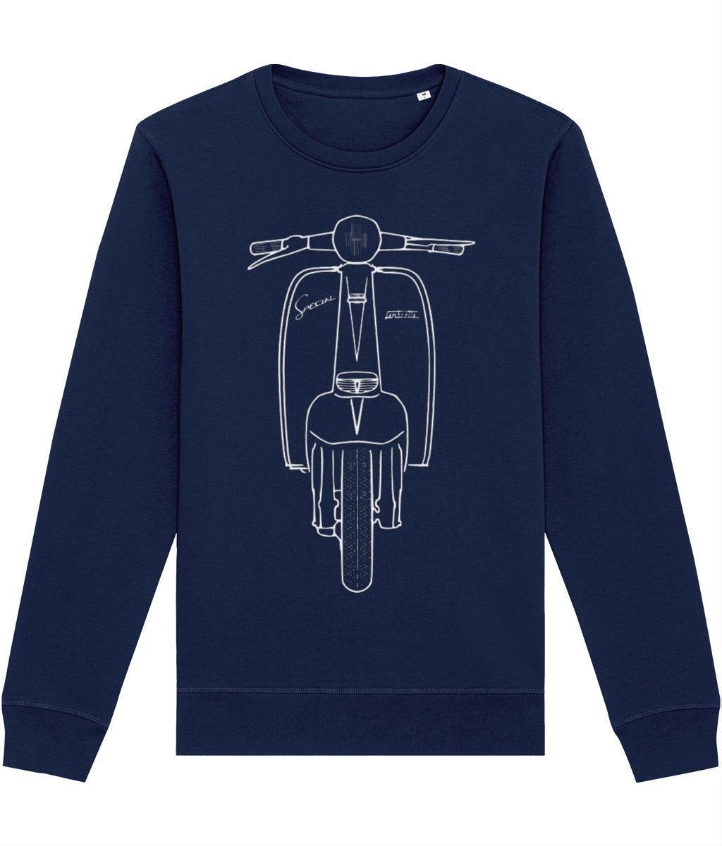 SPECIAL: Navy Sweatshirt Inspired by Classic Lambretta Scooters. Small to 4XL - SOUND IS COLOUR