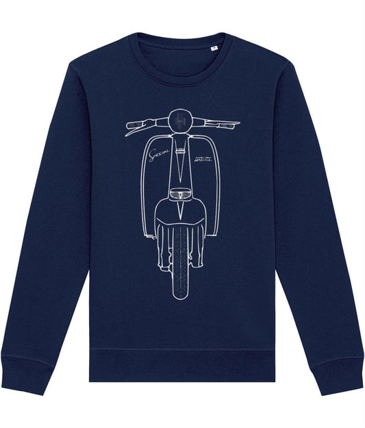 SPECIAL: Navy Sweatshirt Inspired by Classic Lambretta Scooters. Small to 4XL - SOUND IS COLOUR